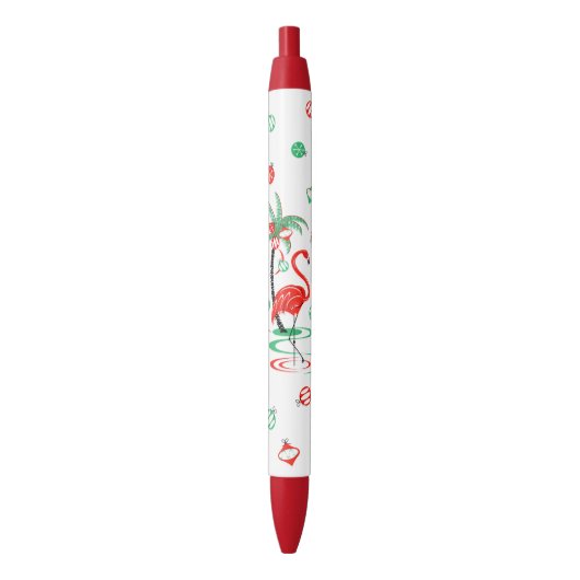 Red Kerstmis Flamingo Baubles pen (Voorkant Verticaal)