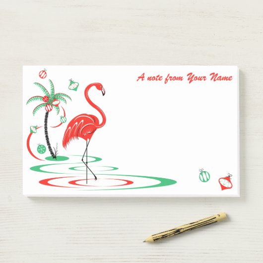 Red Kerstmis Flamingo Baubles Tekst groot Post-it® Notes (Op bureau)