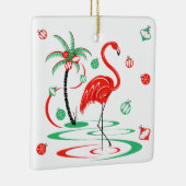 Red Kerstmis Flamingo Baubles Tekstvierkant Keramisch Ornament (Rechts)