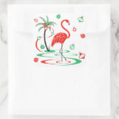 Red Kerstmis Flamingo Baubles vierkant Vierkante Sticker (Tas)