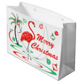 Red Kerstmis Flamingo Merry kerst grote Groot Cadeauzakje (Achterkant Gekanteld)