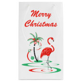 Red Kerstmis Flamingo Merry kerst klein Cadeauzakje (Achterkant)