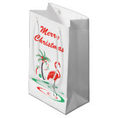 Red Kerstmis Flamingo Merry kerst klein Cadeauzakje (Voorkant Gekanteld)