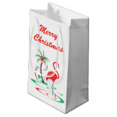 Red Kerstmis Flamingo Merry kerst klein Cadeauzakje (Achterkant Gekanteld)