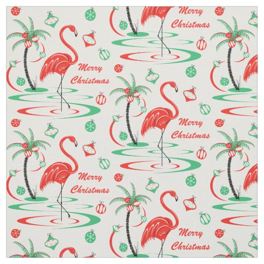 Red Kerstmis Flamingo Merry kerst klein Stof (Swatch)