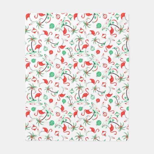 Red Kerstmis Flamingo Multi fleece Deken (Voorkant)