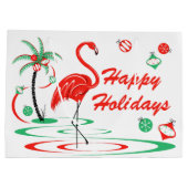 Red Kerstmis Flamingo Prettige feestdagen groot Cadeauzakje (Achterkant)