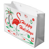 Red Kerstmis Flamingo Prettige feestdagen groot Cadeauzakje (Achterkant Gekanteld)