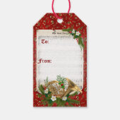 Red Kerstmis Franse Horn blad Music Cadeaulabel (Voorkant)