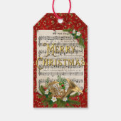 Red Kerstmis Franse Horn blad Music Cadeaulabel (Achterkant)