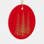 Red Kerstmis Gold Trees Ball Star Ornament (Rechts)