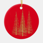 Red Kerstmis Gold Trees Ball Star Ornament (Voorkant)