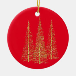 Red Kerstmis Gold Trees Ball Star Ornament