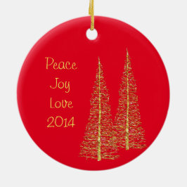 Red Kerstmis Gold Trees Ball Star Ornament