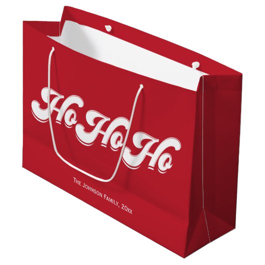 Red Kerstmis Ho Ho Gift Bags Groot Cadeauzakje (Voorkant Gekanteld)