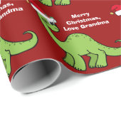 Red Kerstmis Kinder Dinosaur Cute Personalized  Cadeaupapier (Rol Hoek)