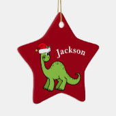 Red Kerstmis Kinder Dinosaur Santa Star Custom Keramisch Ornament (Rechts)