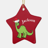 Red Kerstmis Kinder Dinosaur Santa Star Custom Keramisch Ornament (Links)