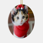 Red Kerstmis Kitten Metalen Ornament (Rechts)