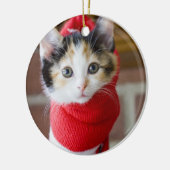 Red Kerstmis Kitten Metalen Ornament (Links)