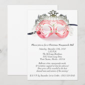 Red Kerstmis Masquerade Ball Party - Uitnodiging (Voorkant / Achterkant)