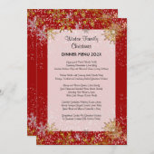 Red Kerstmis menu Gold Snowflakes (Voorkant / Achterkant)