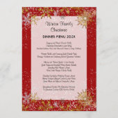 Red Kerstmis menu Gold Snowflakes (Voorkant)