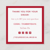 Red Kerstmis met elegant bedankt Vierkante Visitekaartje (Achterkant)