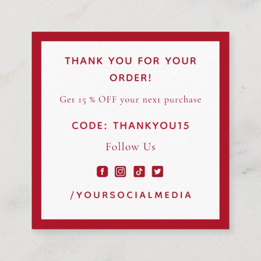 Red Kerstmis met elegant bedankt Vierkante Visitekaartje (Achterkant)