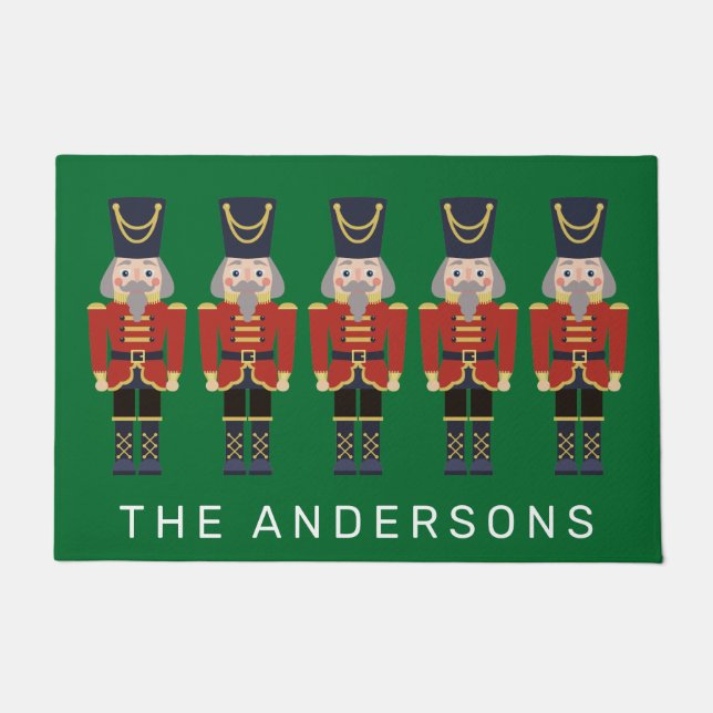 Red Kerstmis Nutcrackers Doormat Deurmat (Voorkant)