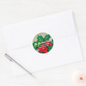 Red Kerstmis Poinsettia Flowers Adres Ronde Sticker (Envelop)