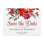Red Kerstmis Poinsettia Holiday Save the Date Magneet (Horizontaal)