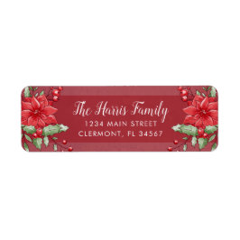 Red Kerstmis Poinsettia Holly Berry Label