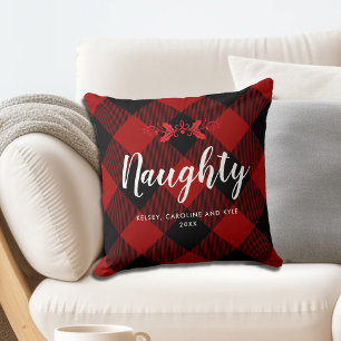 Red Kerstmis Pset Naughty of Nice Personalized Kussen