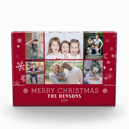 Red Kerstmis Snowflake Family 6 Foto Collage (Voorkant)