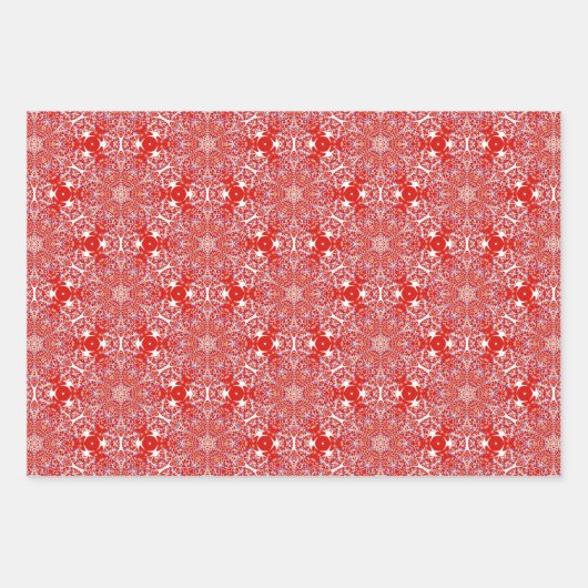Red Kerstmis Snowflake Luxury Pattern Damask Inpakpapier Vel (Voorkant 2)