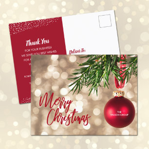 Red Kerstornament Business Holiday Briefkaarten