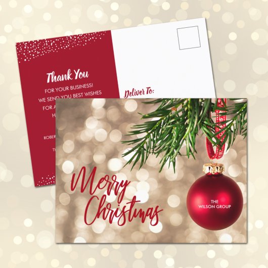 Red Kerstornament Business Holiday Briefkaarten