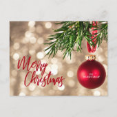 Red Kerstornament Business Holiday Briefkaarten (Voorkant)