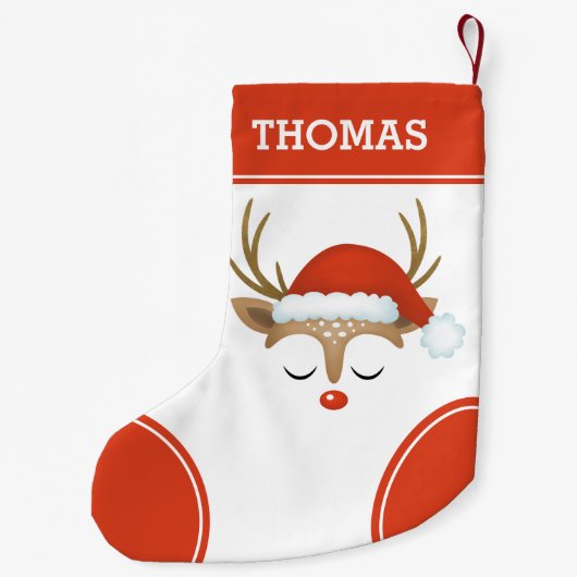 Red Kerstrendiermonogram stoppen Kleine Kerstsok (Achterkant)