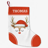 Red Kerstrendiermonogram stoppen Kleine Kerstsok (Voorkant)