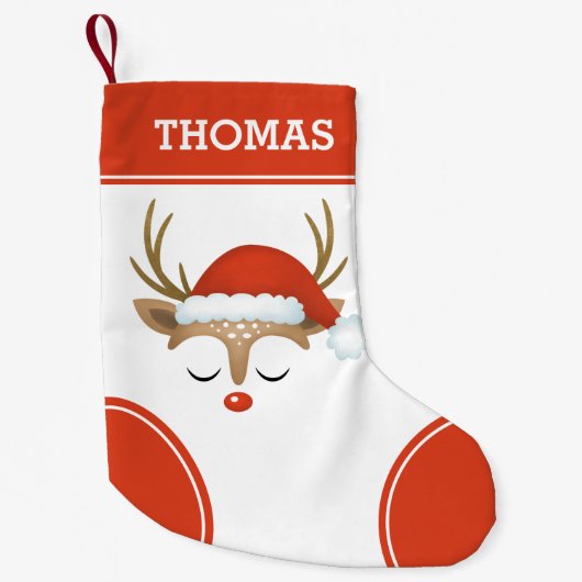 Red Kerstrendiermonogram stoppen Kleine Kerstsok (Voorkant)