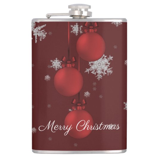 Red Kerstsierents Holiday Flask Heupfles (Voorkant)