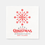 Red Kerstsnowflake Dinner Party Invite Servetten (Voorkant)