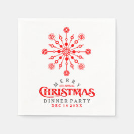 Red Kerstsnowflake Dinner Party Invite Servetten