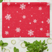 Red Kerststerren Snowflakes Patroon Theedoek (Gevouwen)