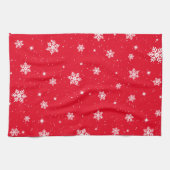 Red Kerststerren Snowflakes Patroon Theedoek (Horizontaal)