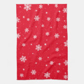 Red Kerststerren Snowflakes Patroon Theedoek (Verticaal)