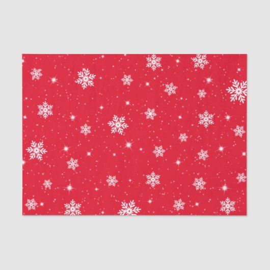 Red Kerststerren Snowflakes Patroon Tissuepapier (Voorkant)