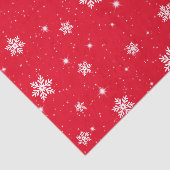 Red Kerststerren Snowflakes Patroon Tissuepapier (Detail)